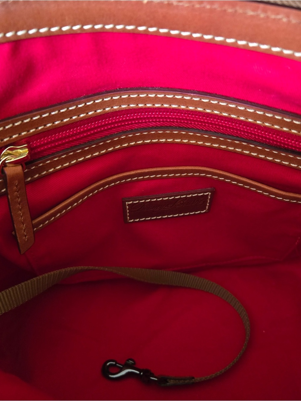 Dooney & Bourke Multicolor Peacock-Print Satchel with Brown Leather Trim - Picture 6 of 8